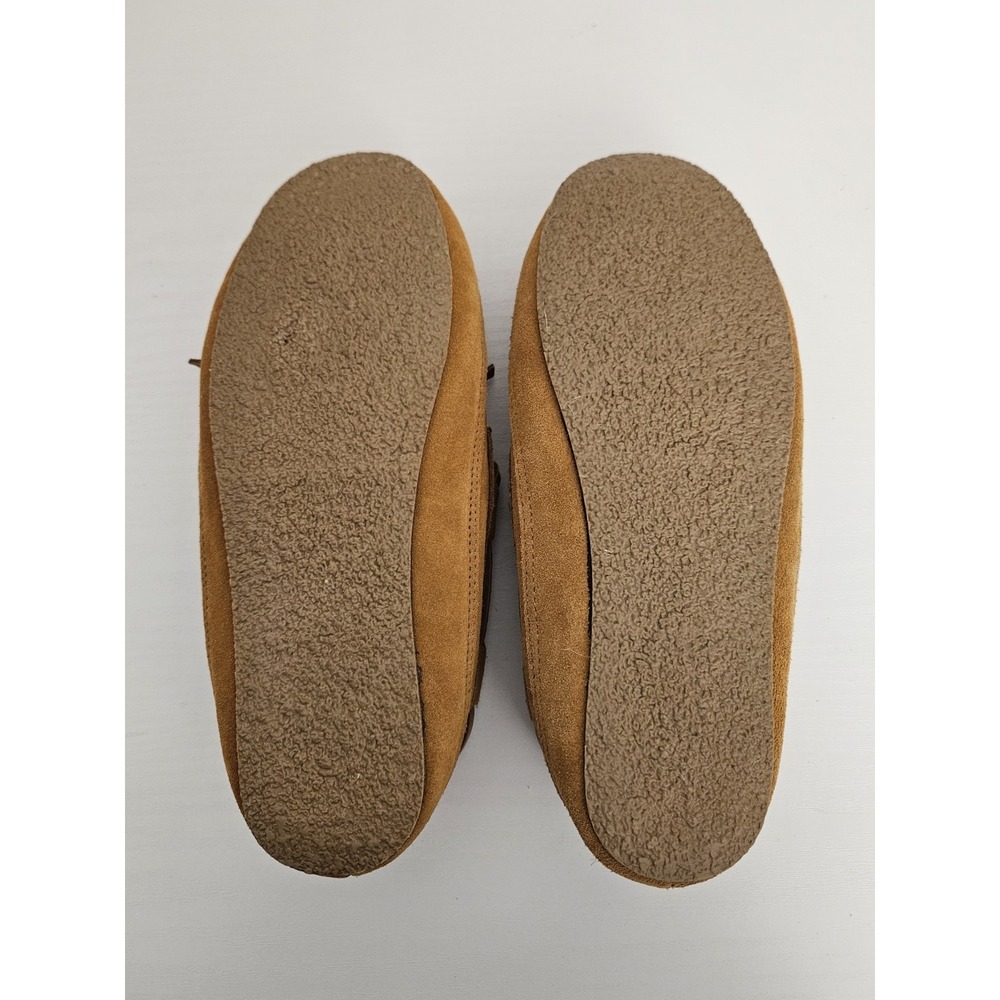 NWOT Nordstrom Men's Micah Suede Moccasin Slippers Faux Fur Lined Chestnut 7/8 - Picture 3 of 4